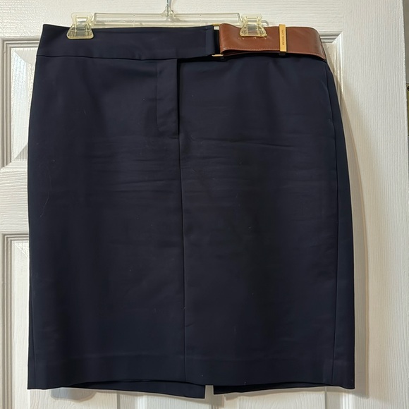 Michael Kors Cotton Stretch skirt. Black with integrated false belt.  Size 10. - Picture 1 of 9